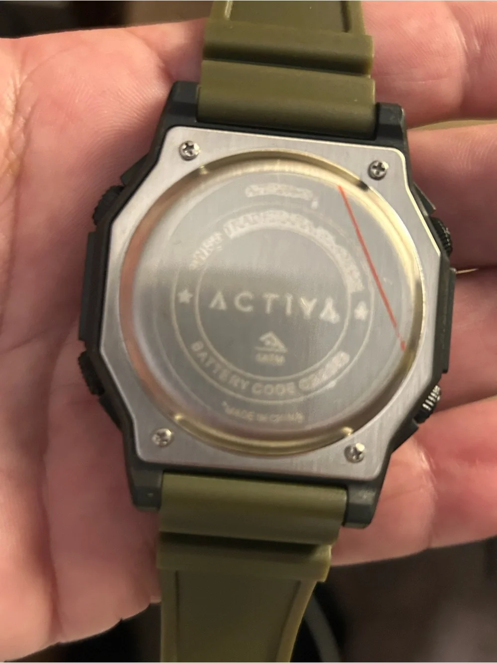 Activa Men's Black Case Watch with Olive Green Strap